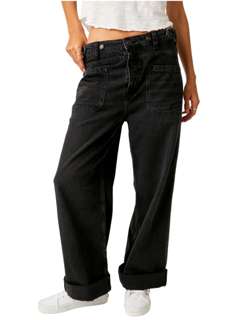 We The Free Palmer Jeans Wide Leg Black Size 25